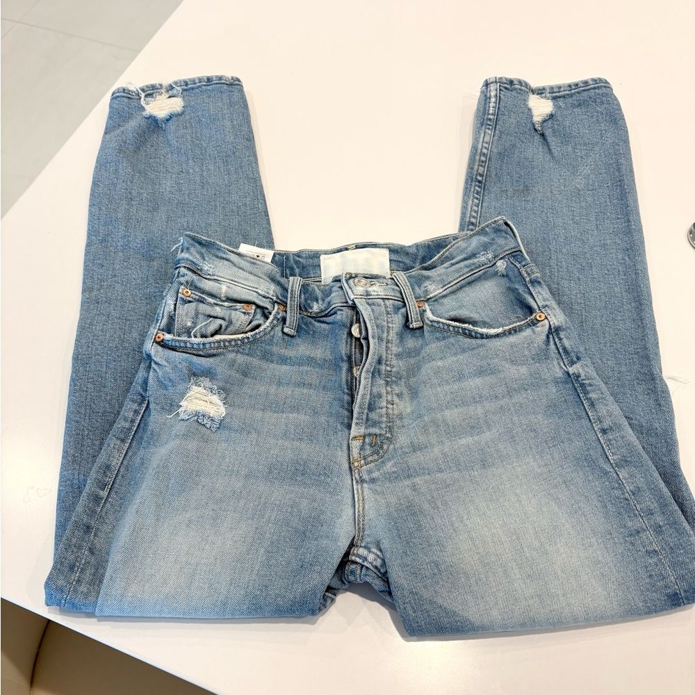 MOTHER Superior The TomCat High Rise Distressed Straight leg Jeans size 25